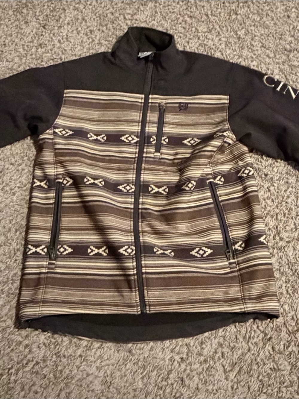 Cinch Mens Brown Aztec Bonded Jacket